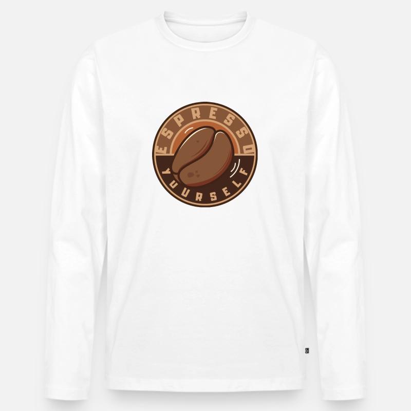 Espresso Yourself - Männer Premium Bio Langarmshirt - Weiß