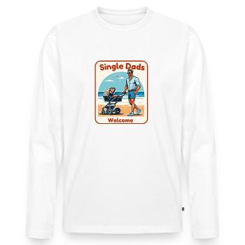 Single Dads Welcome - Men's Premium Organic Long Sleeve Shirt - white - Front - Nico (187cm)