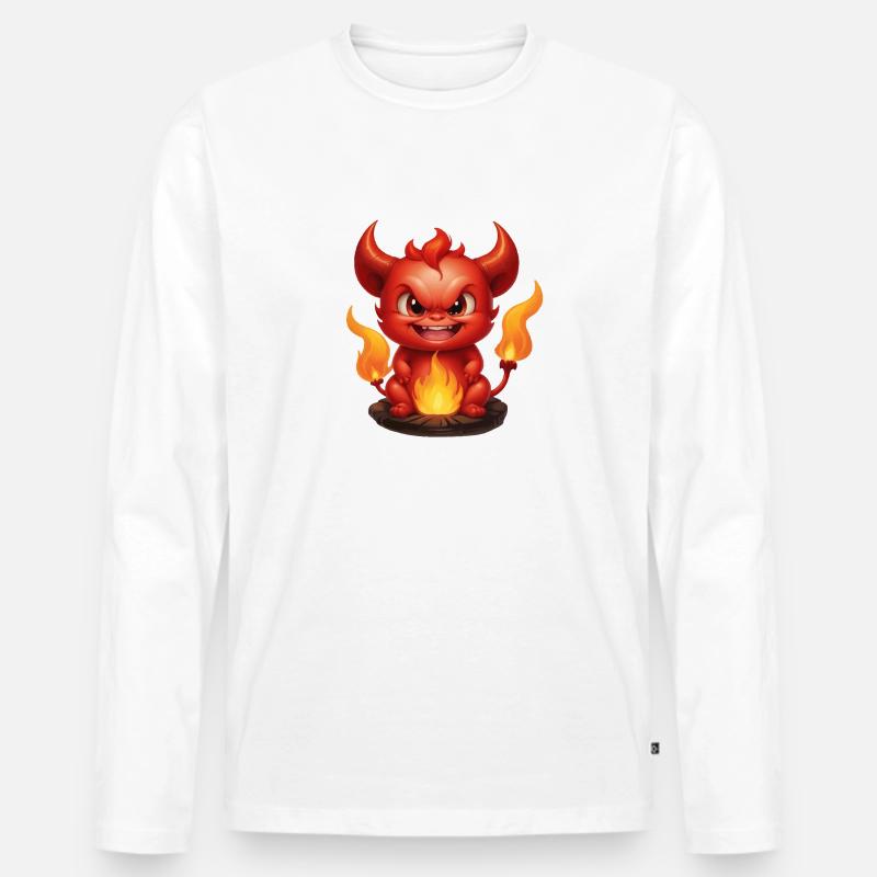 Teufelchen - Männer Premium Bio Langarmshirt - Weiß