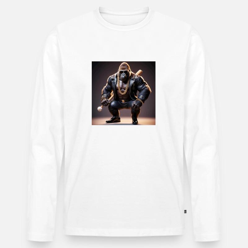 GorillaHeld - Männer Premium Bio Langarmshirt - Weiß