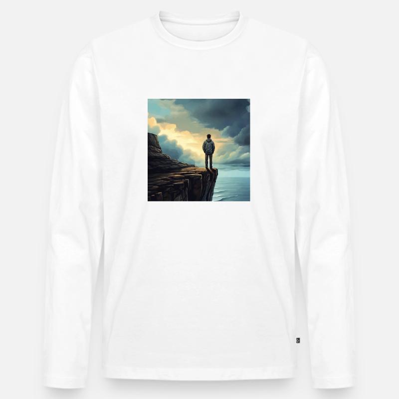 Wanderrer in der Natur - Männer Premium Bio Langarmshirt - Weiß