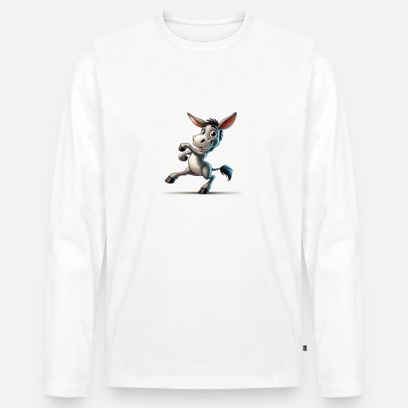 Esel Comic - Männer Premium Bio Langarmshirt - Weiß