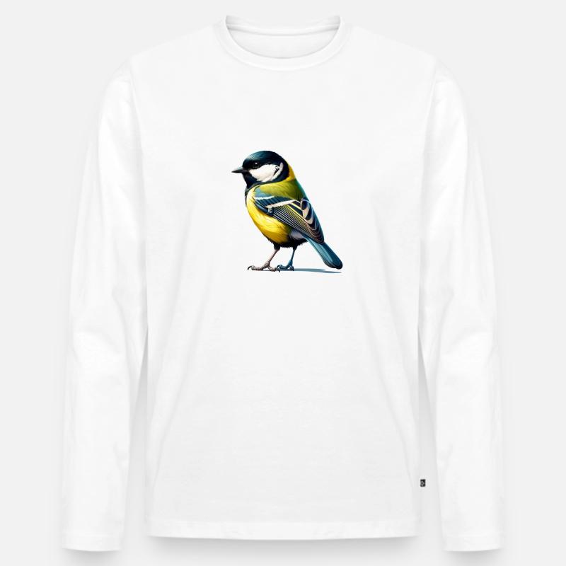 Kohlmeise - Männer Premium Bio Langarmshirt - Weiß