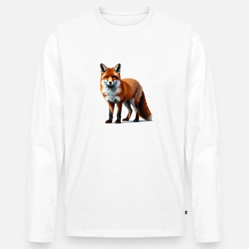 Fuchs - Männer Premium Bio Langarmshirt - Weiß