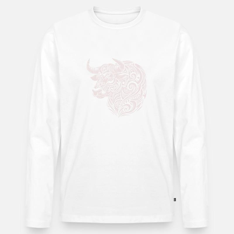 Stier Tribal - Männer Premium Bio Langarmshirt - Weiß