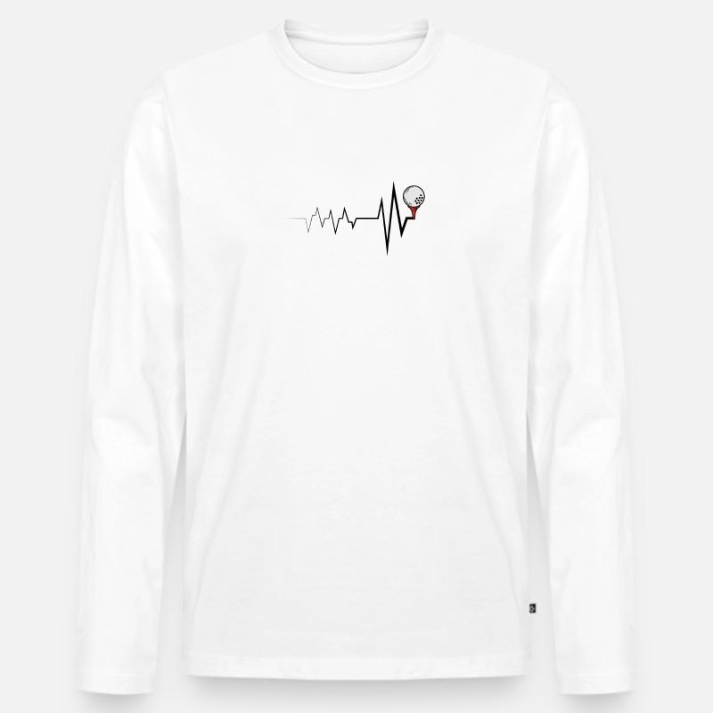 Golf Heartbeat Golf Golf Geschenkidee - Männer Premium Bio Langarmshirt - Weiß