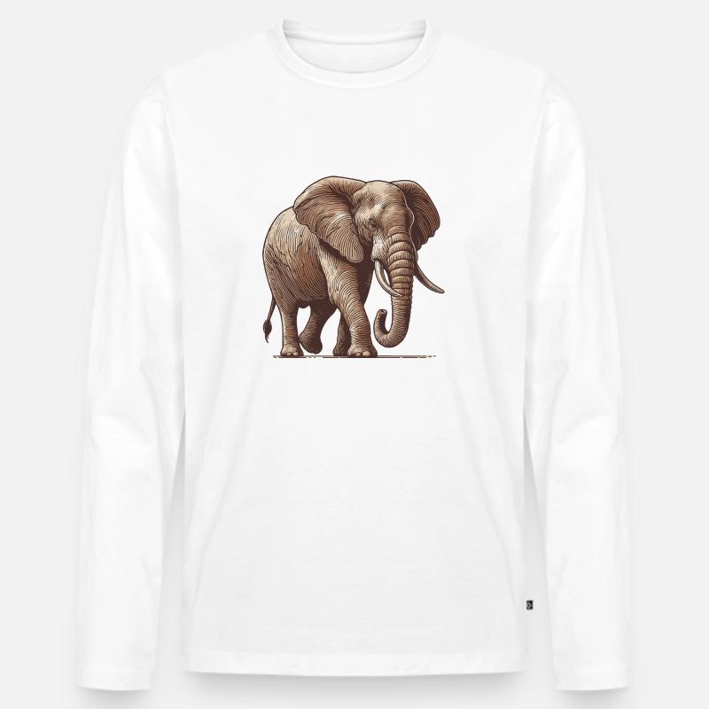 Elefant - Männer Premium Bio Langarmshirt - Weiß