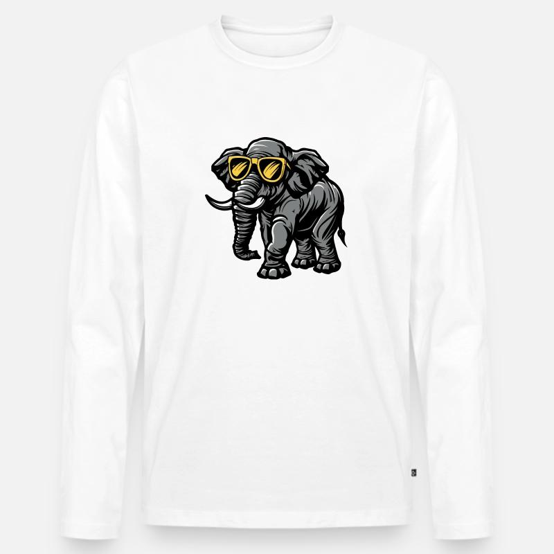 Elefant Comic Cool - Männer Premium Bio Langarmshirt - Weiß