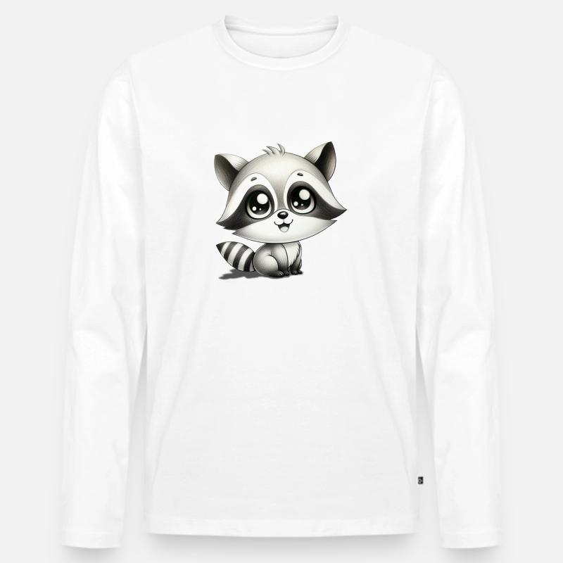 waschbär - Männer Premium Bio Langarmshirt - Weiß