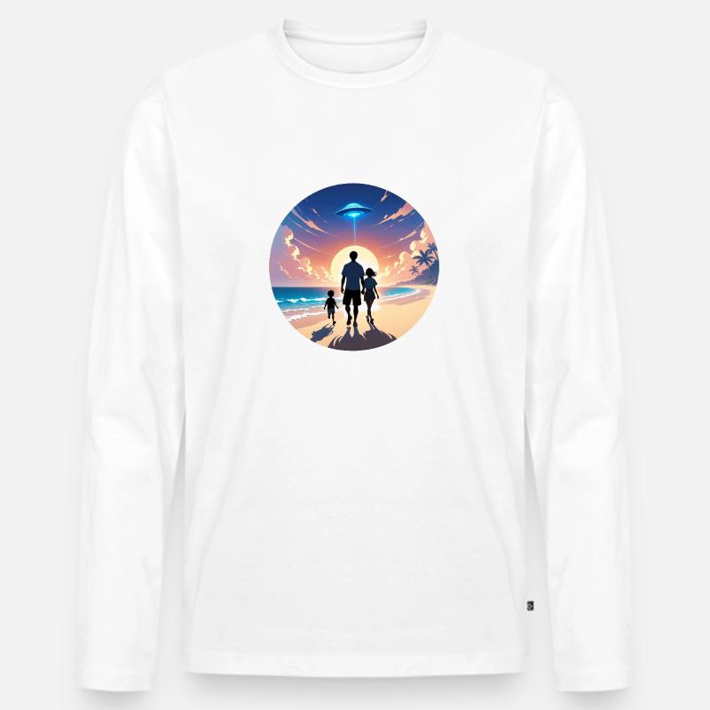 Sunset Beach - Männer Premium Bio Langarmshirt - Weiß