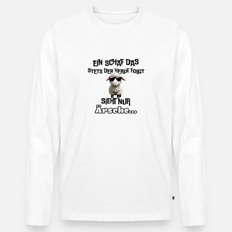 cooles Schaf mit Statement - Männer Premium Bio Langarmshirt - Weiß