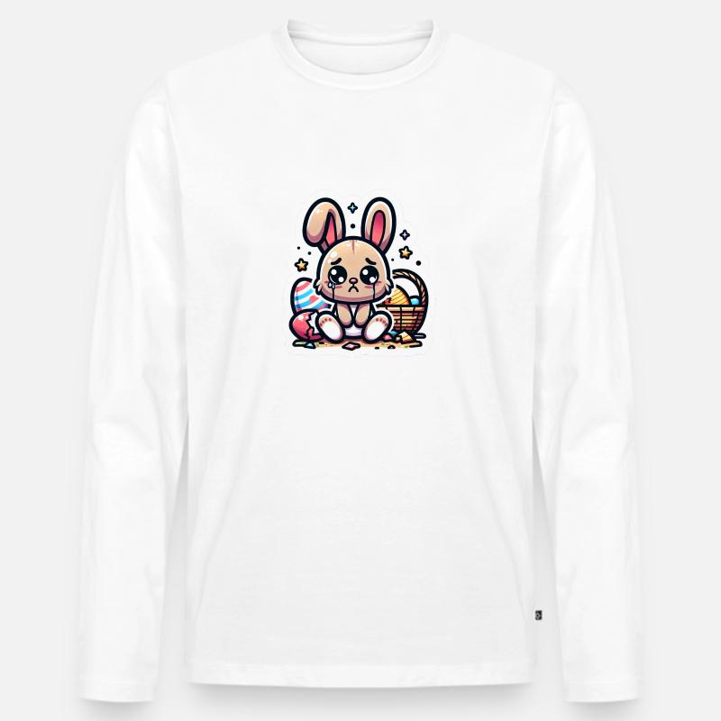 Sad Bunny - Männer Premium Bio Langarmshirt - Weiß