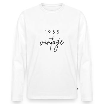 Vintage 1933 Birthday - Men's Premium Organic Long Sleeve Shirt - white - Front - Nico (187cm)