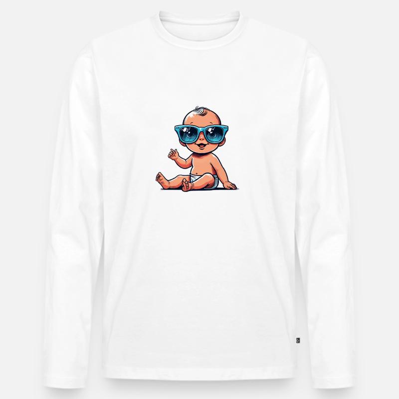 baby comic - Männer Premium Bio Langarmshirt - Weiß