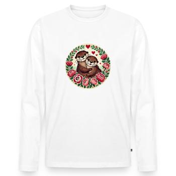 Retro Valentinstag Otter Otter Liebhaber - Männer Premium Bio Langarmshirt - Weiß - Vorne - Nico (187cm)