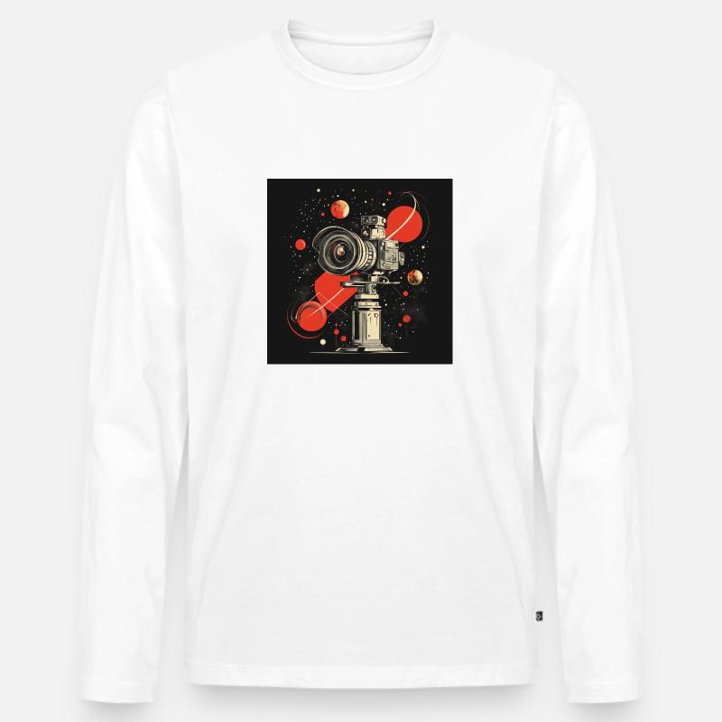Camera 60s - Männer Premium Bio Langarmshirt - Weiß