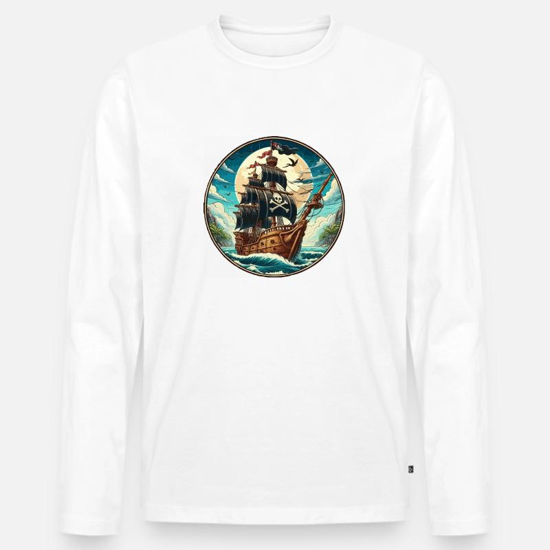 Pirate ship large - Men's Premium Organic Long Sleeve Shirt - white