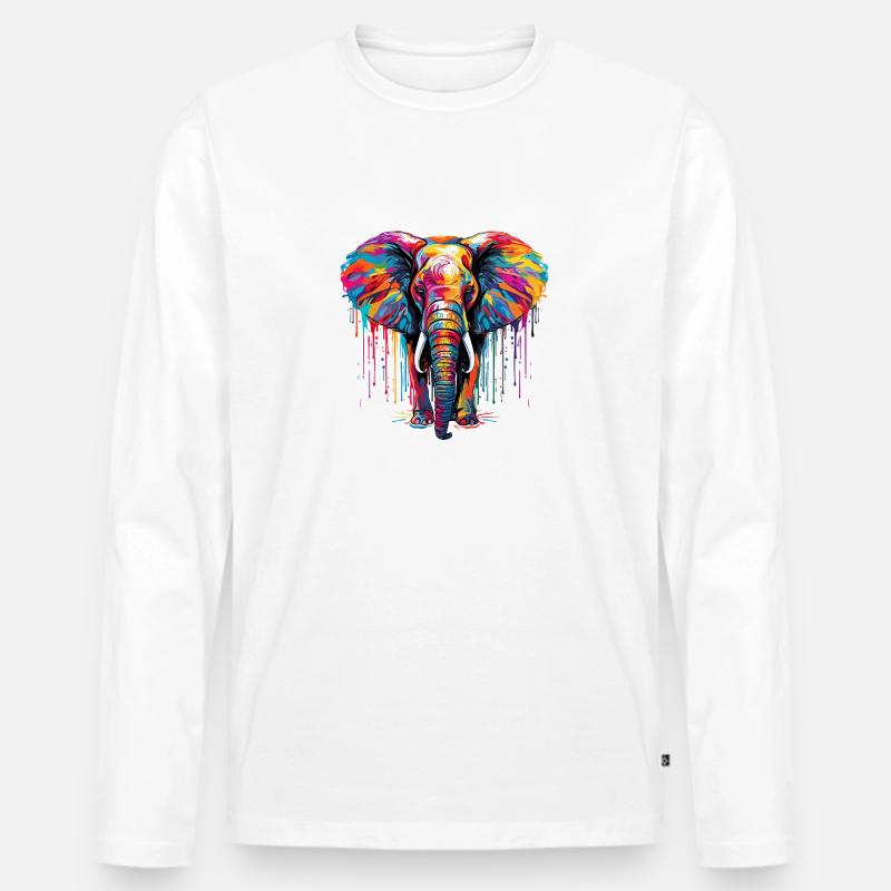 Bunter Elefant - Männer Premium Bio Langarmshirt - Weiß