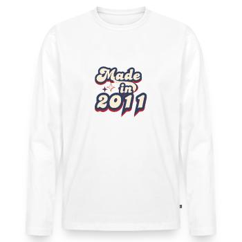 Made in 2011 retro - Men's Premium Organic Long Sleeve Shirt - white - Front - Nico (187cm)