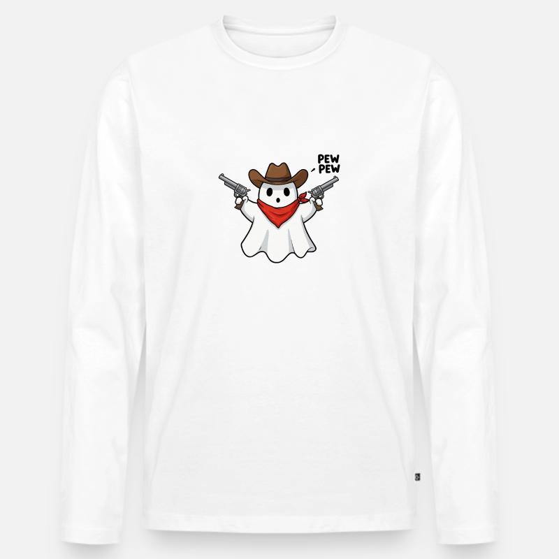 Geist Cowboy - Männer Premium Bio Langarmshirt - Weiß
