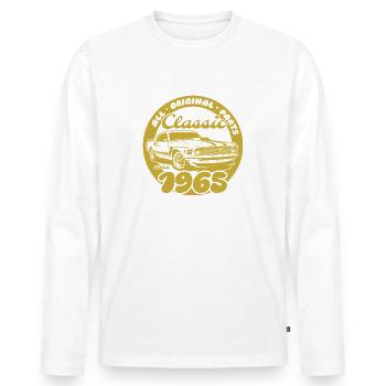 60e anniversaire - Muscle car classique 1965 - T-shirt manches longues Premium bio Homme - blanc - Devant - Nico (187cm)