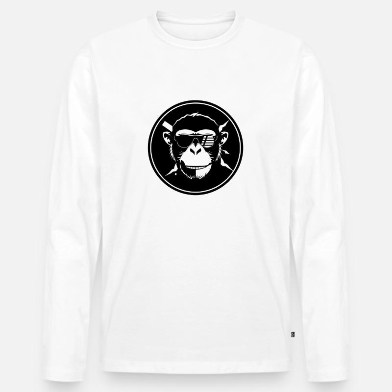 Cool Monkey - Männer Premium Bio Langarmshirt - Weiß