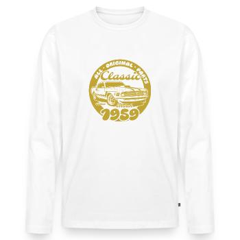 66e anniversaire - Muscle car classique 03/1959 - T-shirt manches longues Premium bio Homme - blanc - Devant - Nico (187cm)