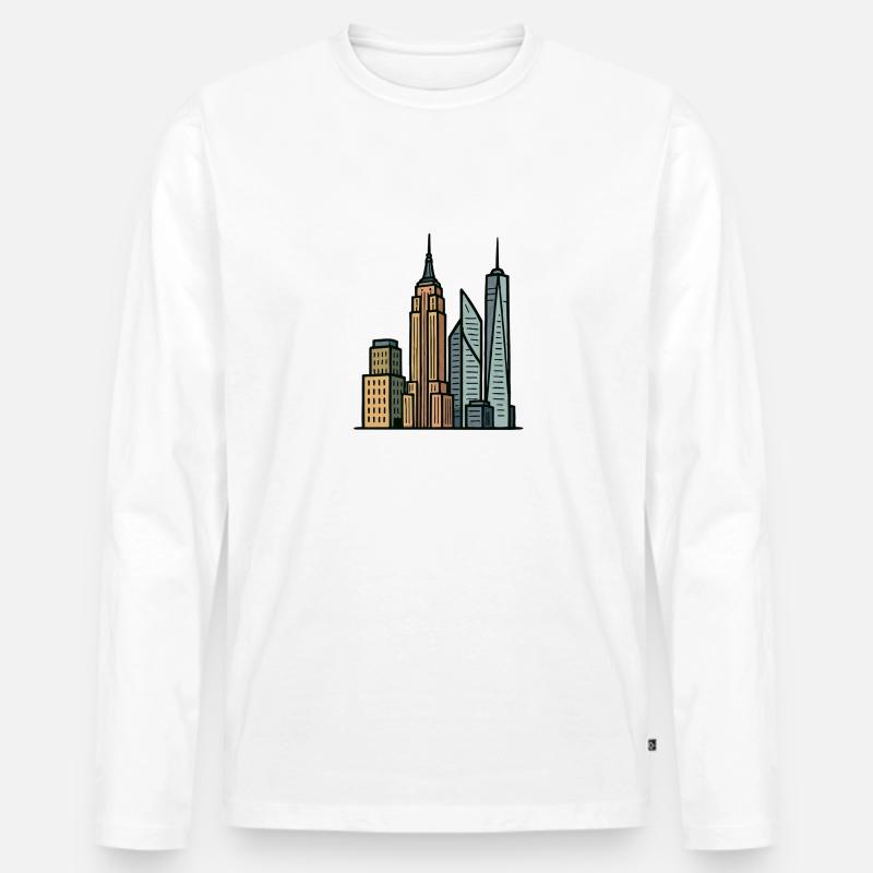 new york skyline - Männer Premium Bio Langarmshirt - Weiß