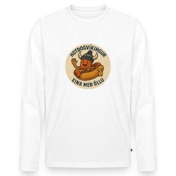 Hotdog-Wikinger – Isländischer Hotdog - Island - Männer Premium Bio Langarmshirt - Weiß - Vorne - Nico (187cm)