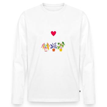 I Love Plants Shirt for Plant Lovers - Men's Premium Organic Long Sleeve Shirt - white - Front - Nico (187cm)