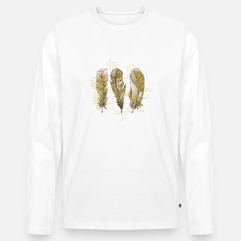 Feder - Männer Premium Bio Langarmshirt - Weiß