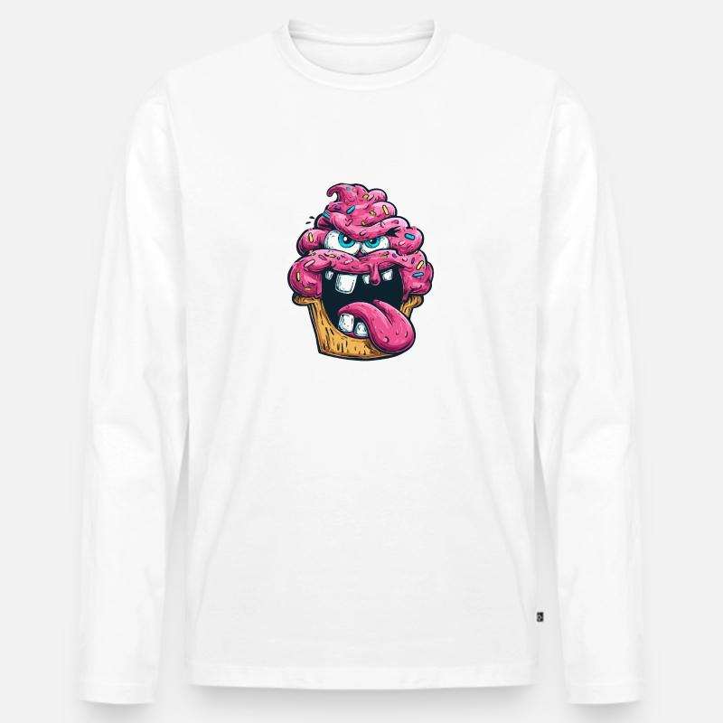 Durchgeknallter Cupcake. - Männer Premium Bio Langarmshirt - Weiß