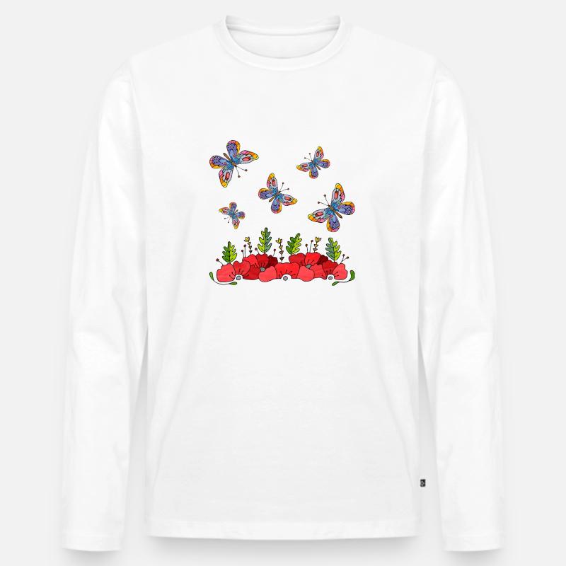 Schmetterlinge - Männer Premium Bio Langarmshirt - Weiß