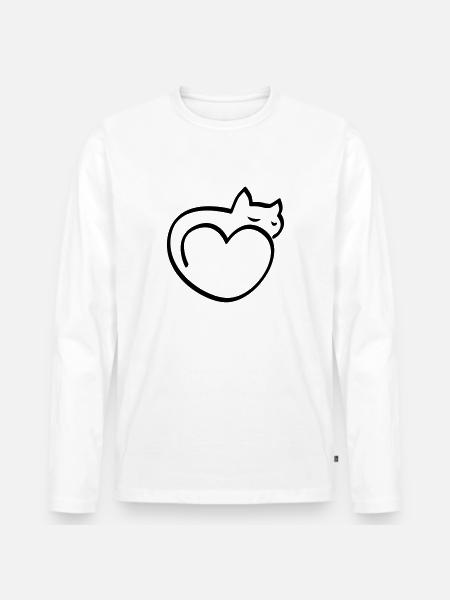 Heart for cats - Men's Premium Organic Long Sleeve Shirt - white