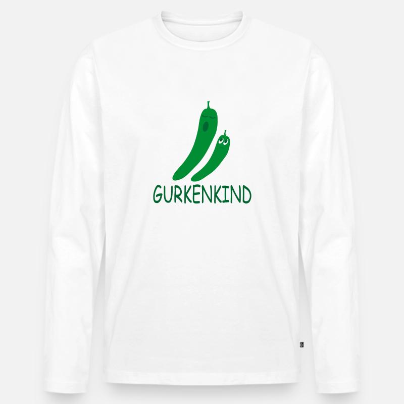 Gurkenkind - Männer Premium Bio Langarmshirt - Weiß