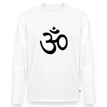 OM Mantra Méditation aum - T-shirt manches longues Premium bio Homme - blanc - Devant - Nico (187cm)