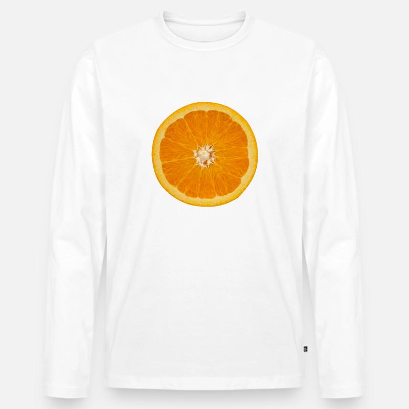 Saftige Orange - Männer Premium Bio Langarmshirt - Weiß