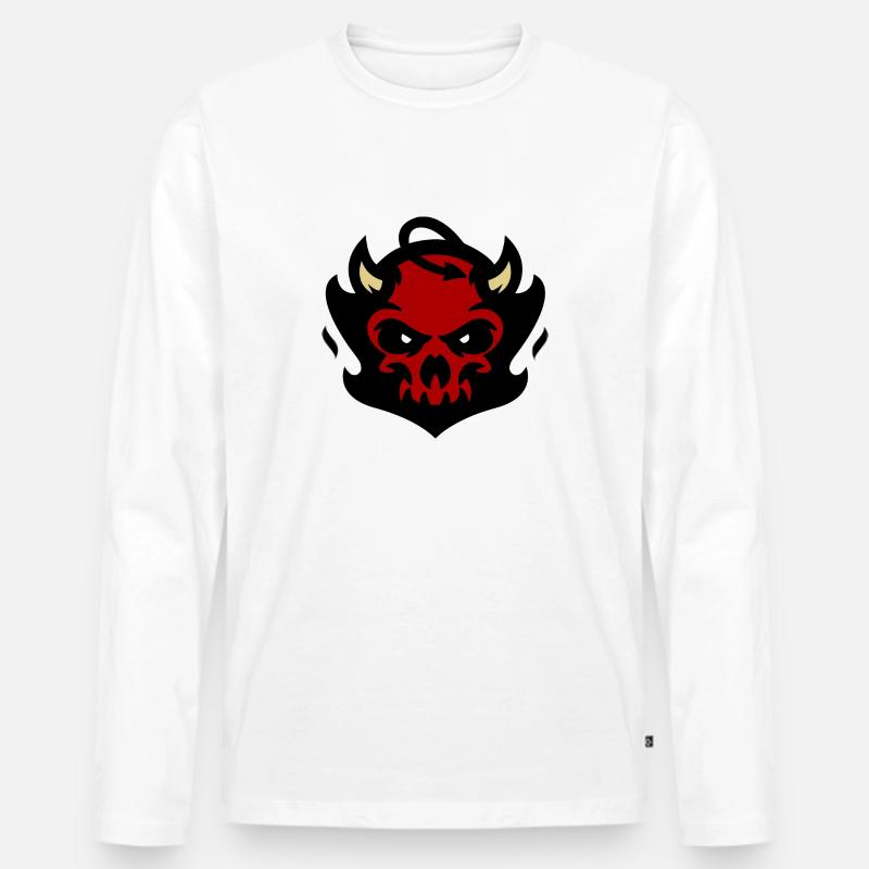 Teufel / Devil / Totenkopf - Männer Premium Bio Langarmshirt - Weiß