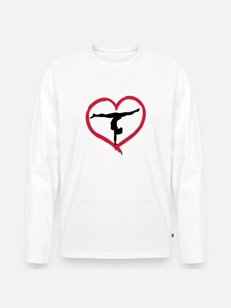 Gymnast, Gymnastics Heart - Men's Premium Organic Long Sleeve Shirt - white