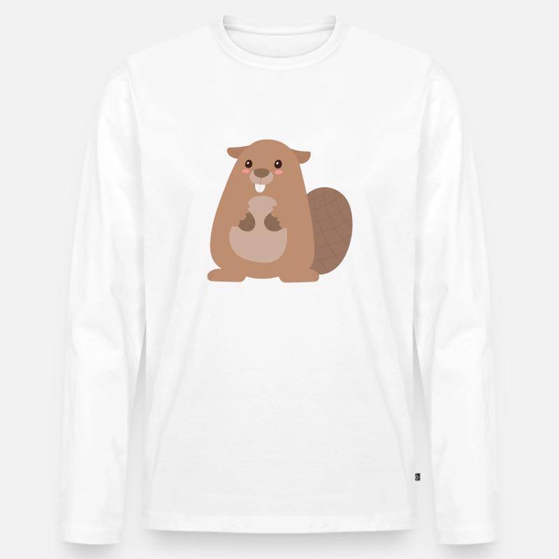 Biber - Männer Premium Bio Langarmshirt - Weiß