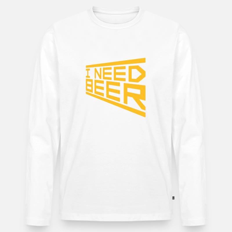 I Need Beer - Männer Premium Bio Langarmshirt - Weiß