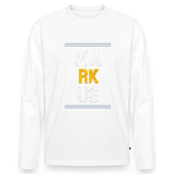 Markus Vorname - Männer Premium Bio Langarmshirt - Weiß - Vorne - Nico (187cm)