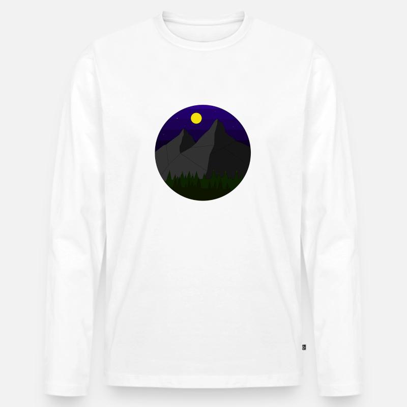Berglandschaft (Nachtversion) - Männer Premium Bio Langarmshirt - Weiß