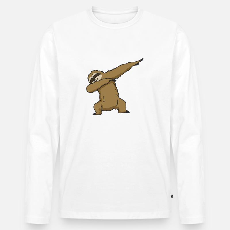 Dabbing Faultier Geschenkidee - Männer Premium Bio Langarmshirt - Weiß