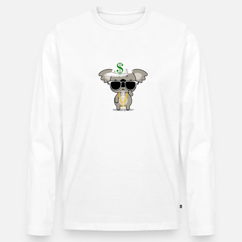 Koala am Mic - Männer Premium Bio Langarmshirt - Weiß