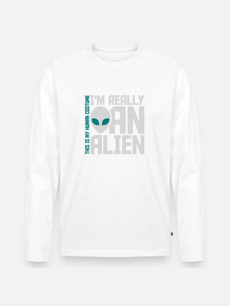 human costume alien quote - Men's Premium Organic Long Sleeve Shirt - white