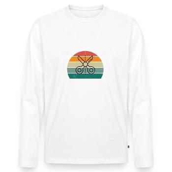 Cutter Video | Superpower - Männer Premium Bio Langarmshirt - Weiß - Vorne - Nico (187cm)