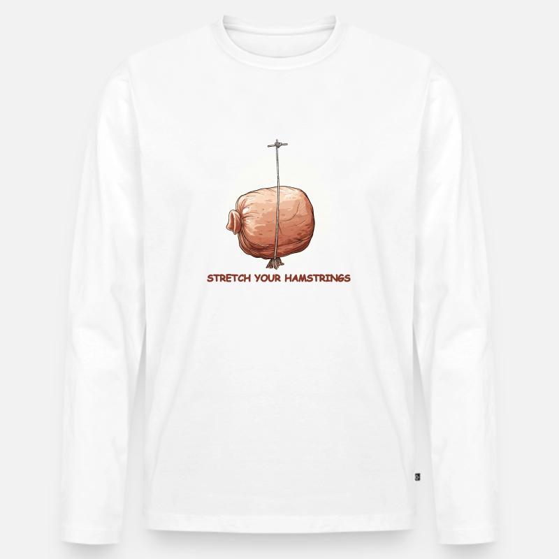 Dehnt euch! - Männer Premium Bio Langarmshirt - Weiß