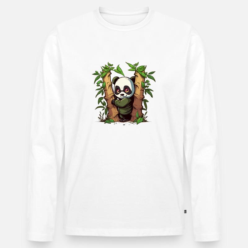Hide & Seek Ninja - Männer Premium Bio Langarmshirt - Weiß