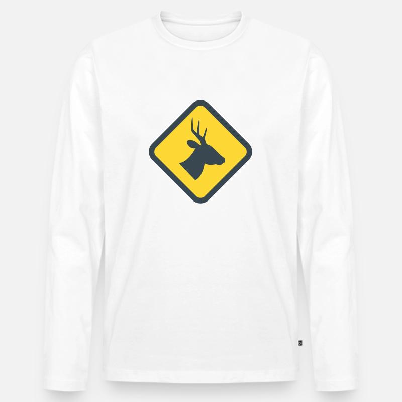 Achtung Hirsch - Männer Premium Bio Langarmshirt - Weiß